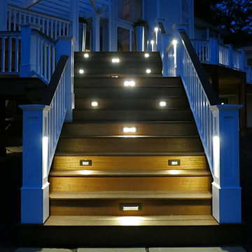 Deck stairs with built-in lighting
